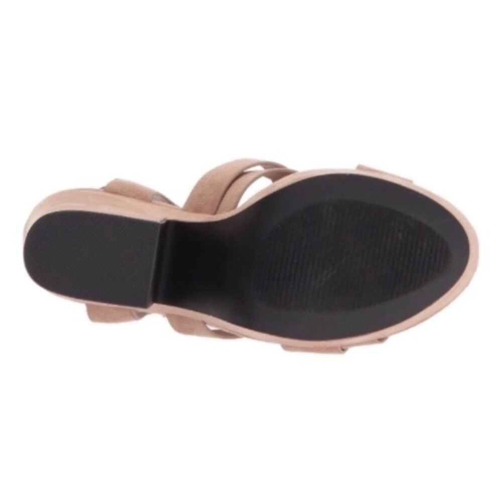 Blush Sueded Chunky Heel Platform Strappy Sandals - Picture 4 of 4